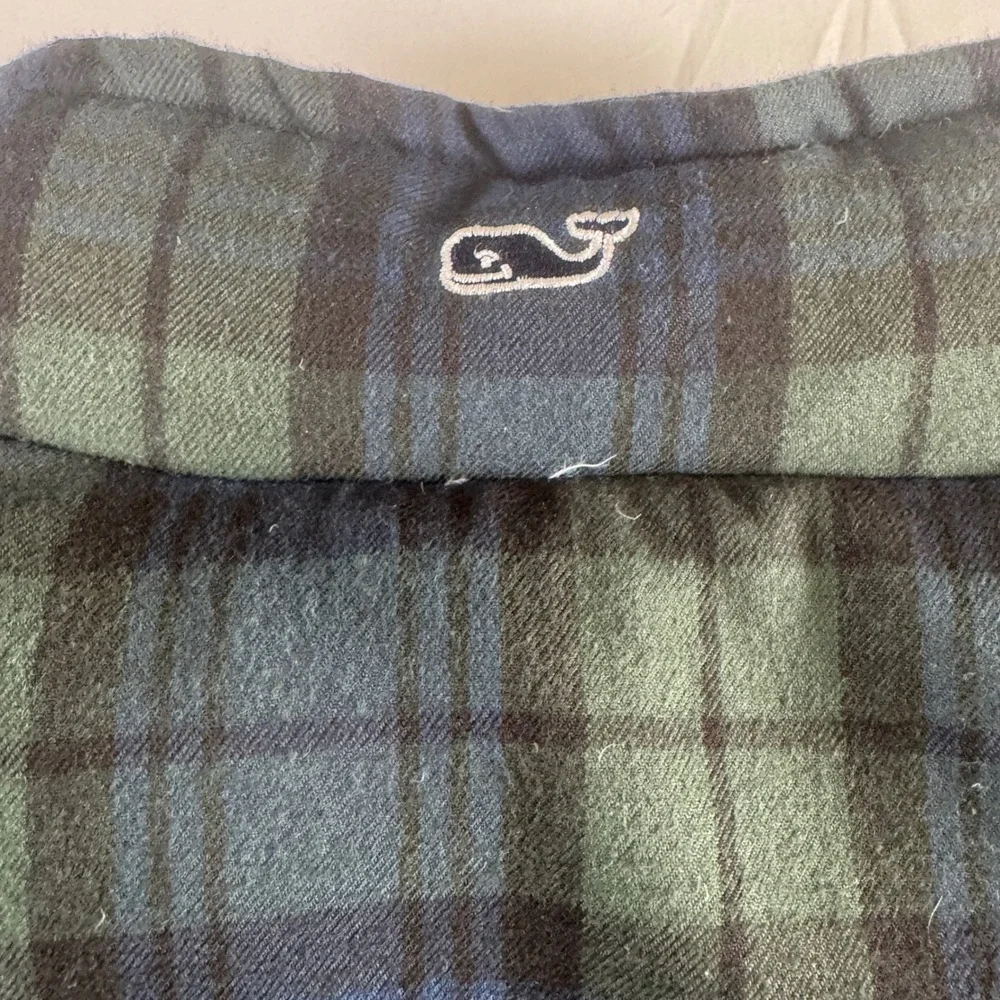 Vineyard Vines Black Watch Plaid Puffer‎ Vest Mens Goose Down Navy Green - Picture 6 of 9